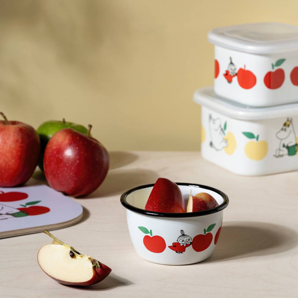 Moomin Joyfull Apples Jar 0,6dl Red - The Official Moomin Shop