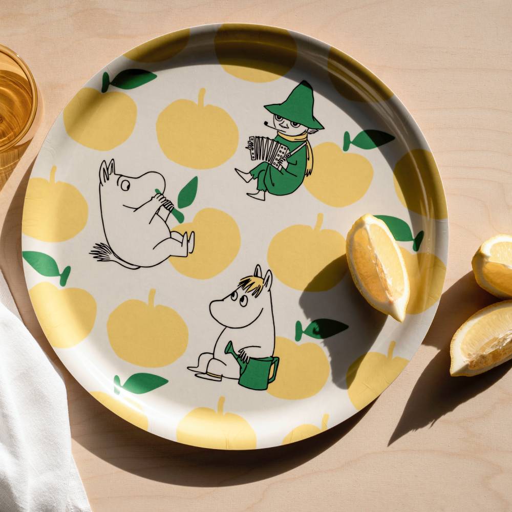 Moomin Joyfull Apples Tray 35cm Yellow - The Official Moomin Shop