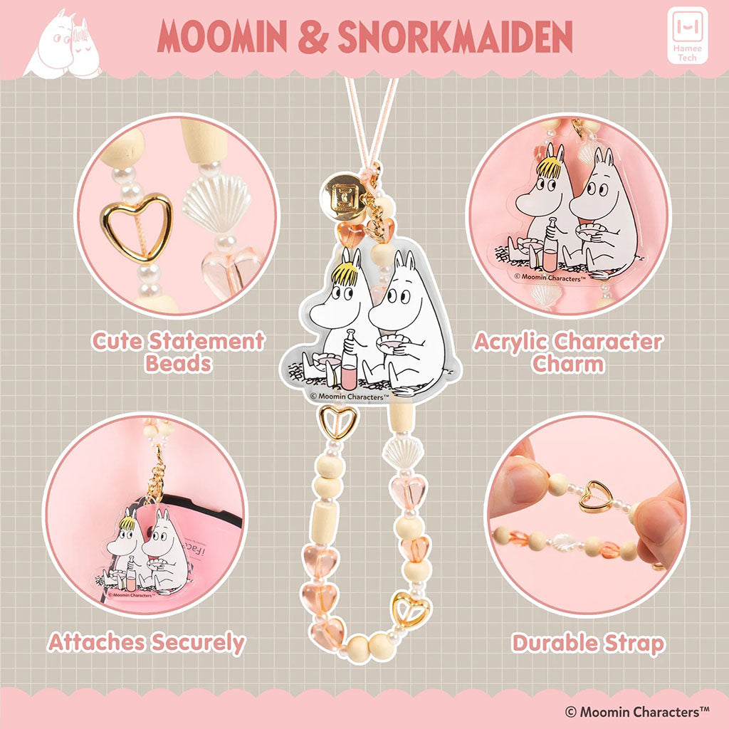 Moomin And Snorkmaiden Beaded Charm Mobile Phone Wrist Strap
