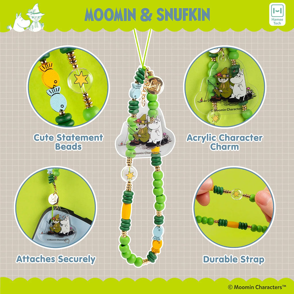 Moomin And Snufkin Beaded Charm Mobile Phone Wrist Strap