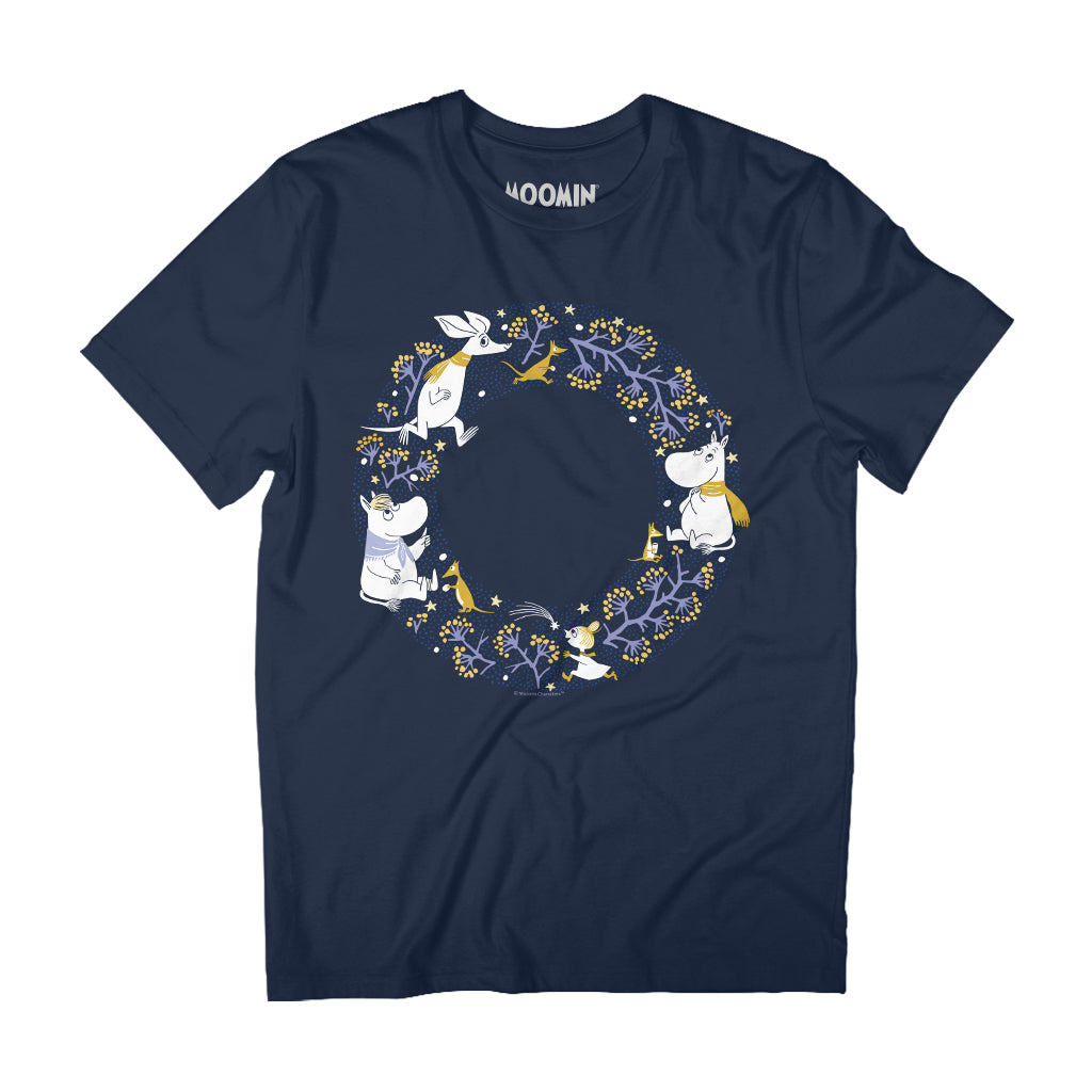 Moomin Moomintroll & Co Winter Wreath Adult T-Shirt