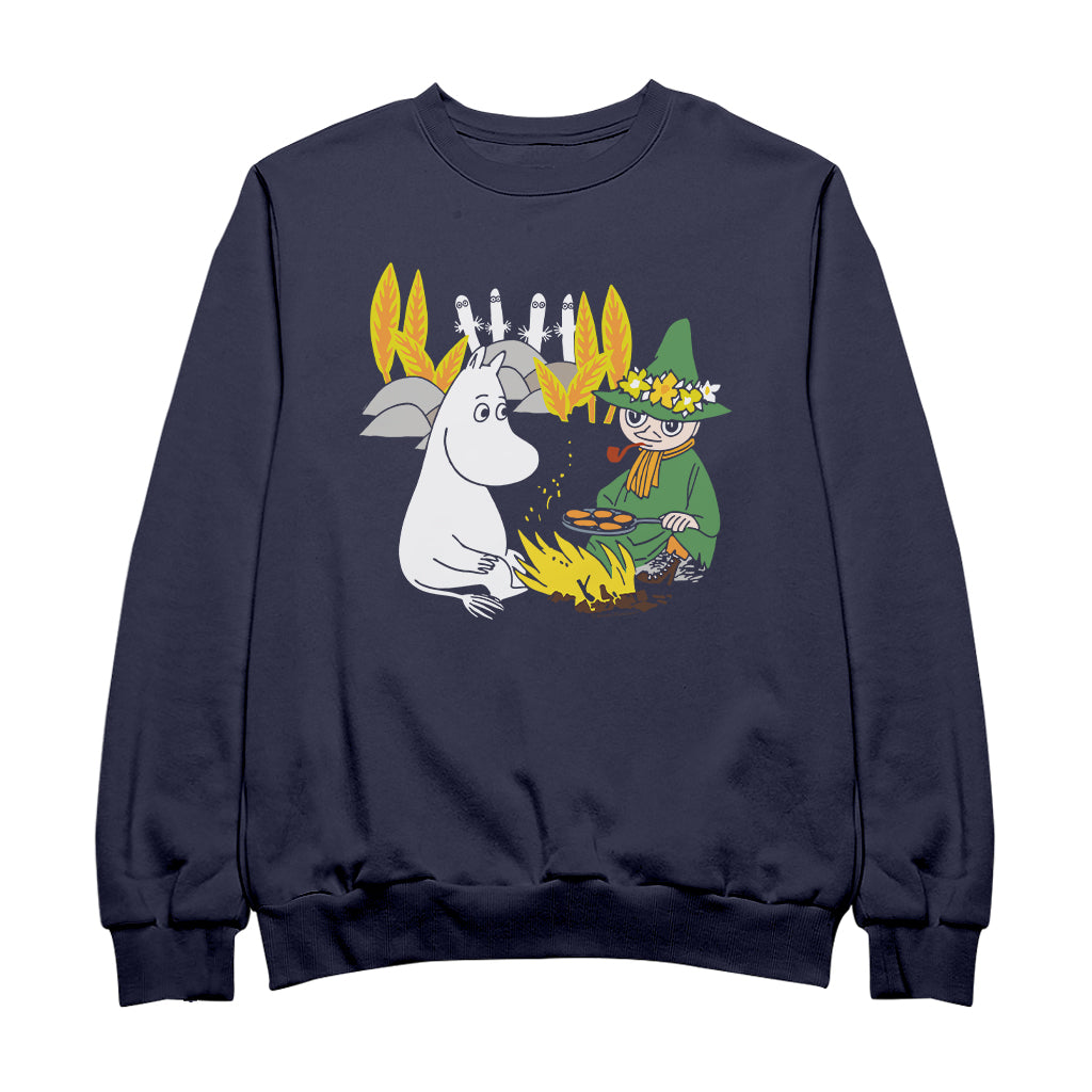 Moomin Moomintroll & Snuffkin Campfire Spooky Hattifatteners Adult Sweatshirt