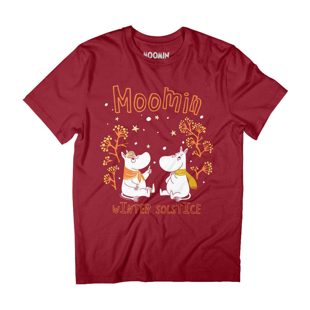 Moomin Winter Solstice Moomintroll & Snorkmaiden In The Snow Adult T-Shirt | Moomin Shop US