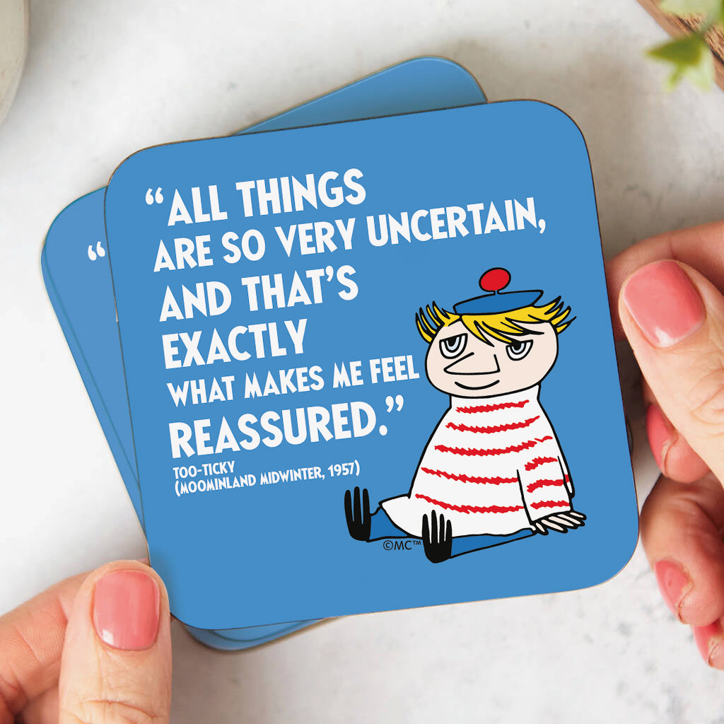Moomin Very Uncertain Moominland Midwinter Too-Ticky Quote Wooden Single Coaster