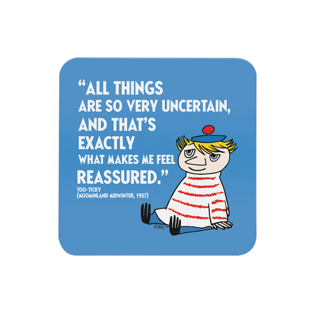 Moomin Very Uncertain Moominland Midwinter Too-Ticky Quote Wooden Single Coaster