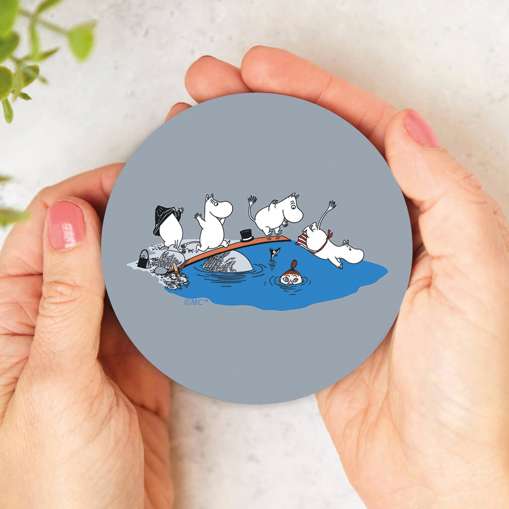 Moomin Family Swimming Wooden Single Coaster