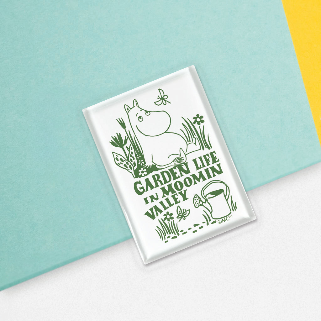 Moomin Garden Life In Moomin Valley White Glass Fridge Magnet