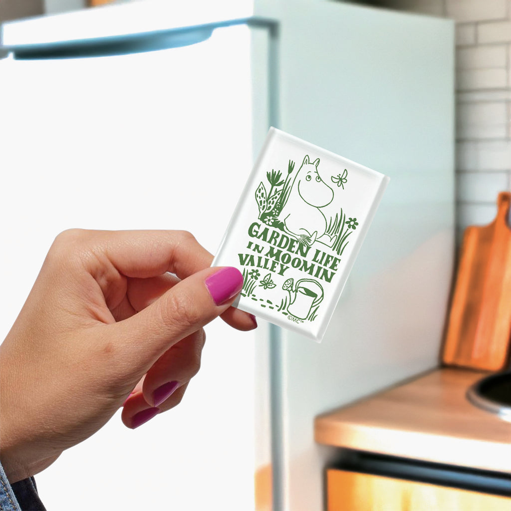 Moomin Garden Life In Moomin Valley White Glass Fridge Magnet
