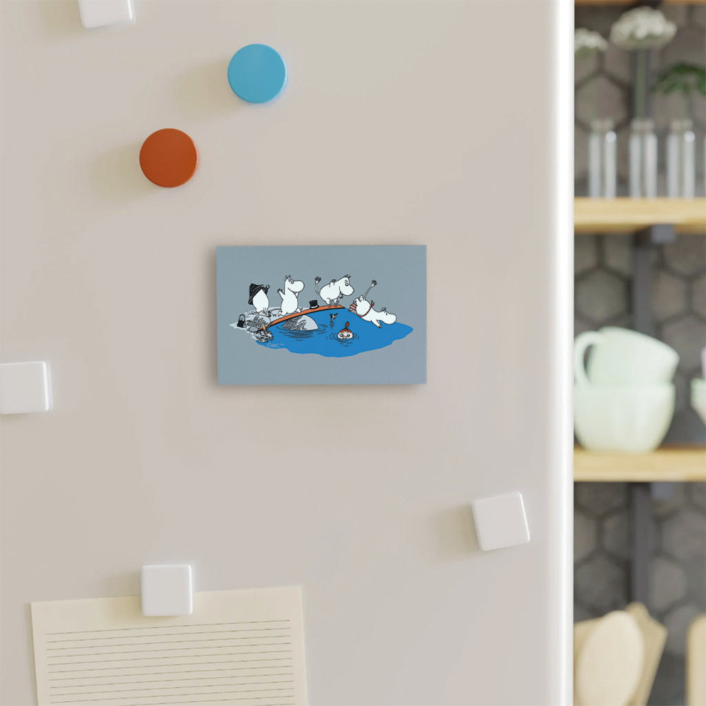 Moomin Family Swimming Wooden Fridge Magnet