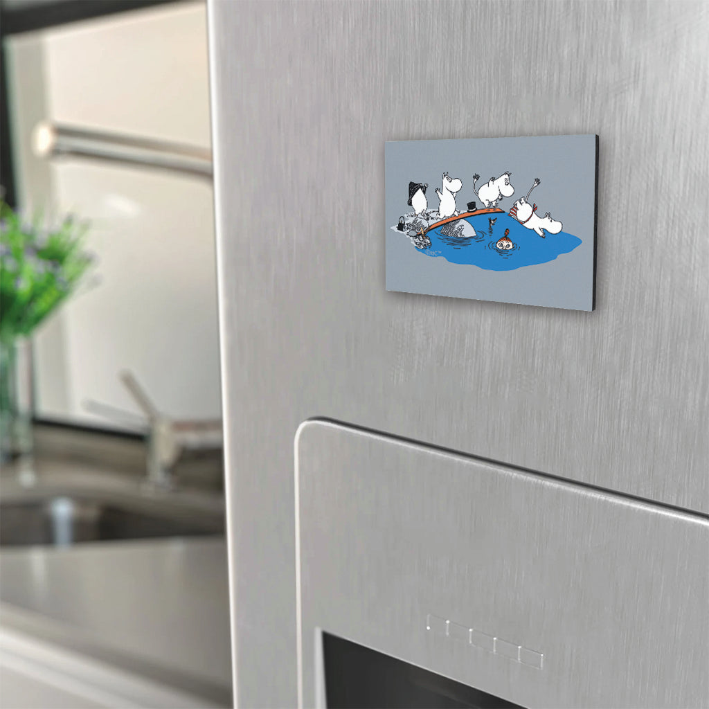 Moomin Family Swimming Wooden Fridge Magnet