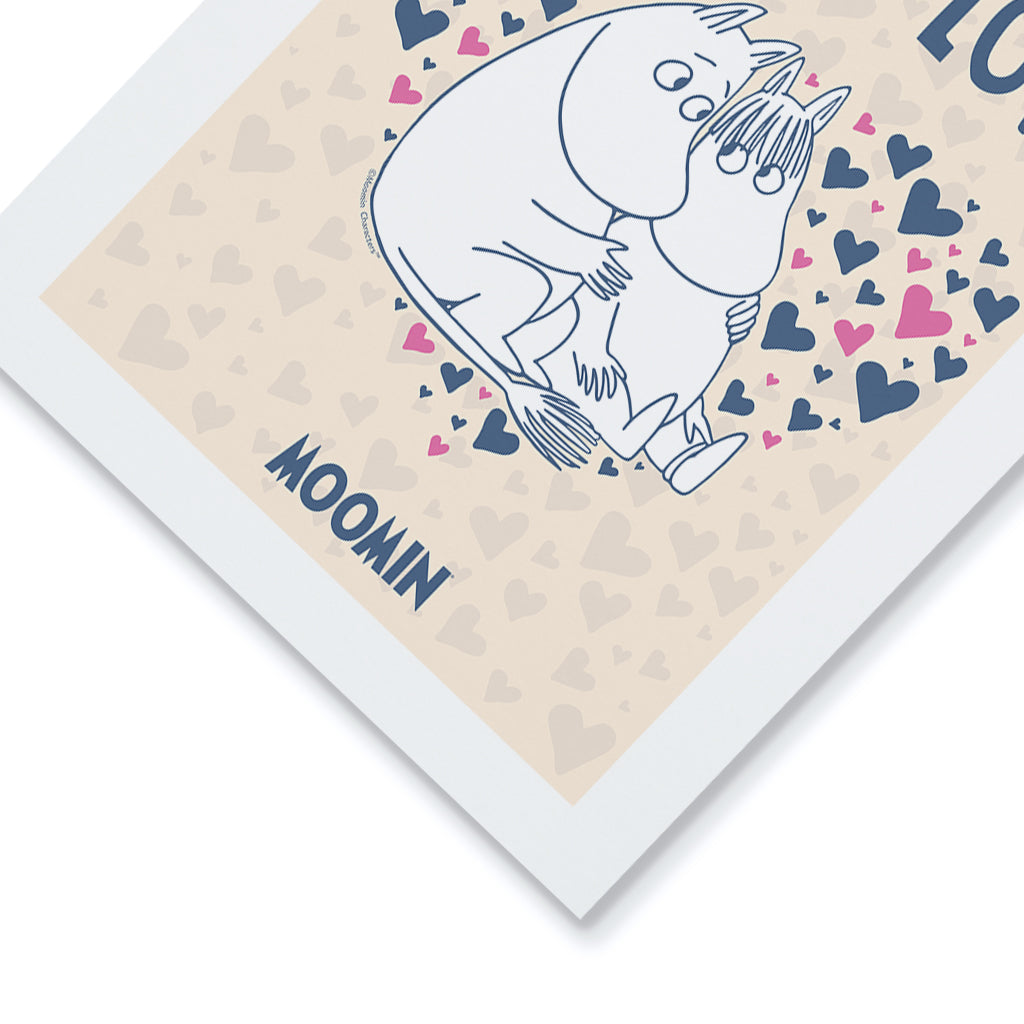 Moomin Falls In Love Hearts Moomintroll & Snorkmaiden Print