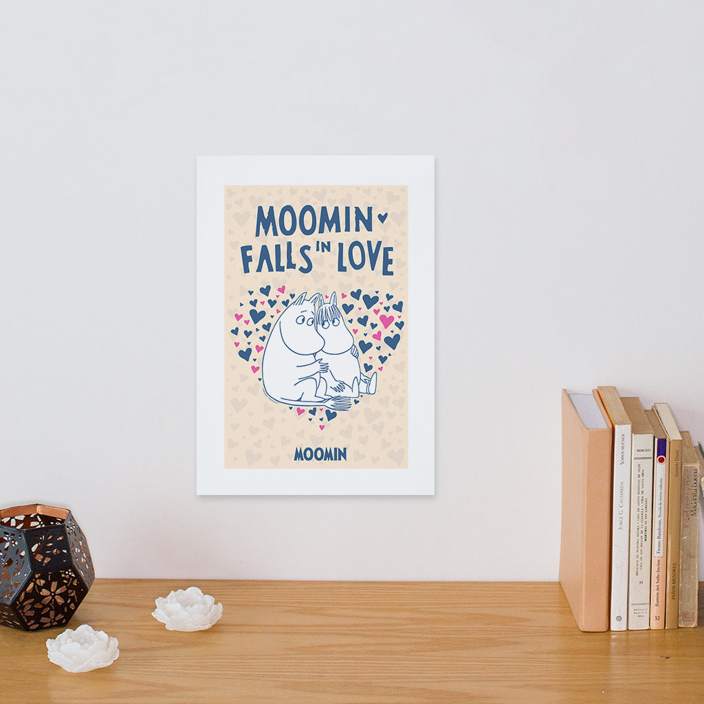 Moomin Falls In Love Hearts Moomintroll & Snorkmaiden Print
