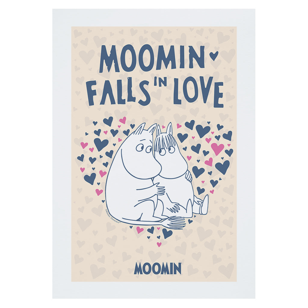 Moomin Falls In Love Hearts Moomintroll & Snorkmaiden Print