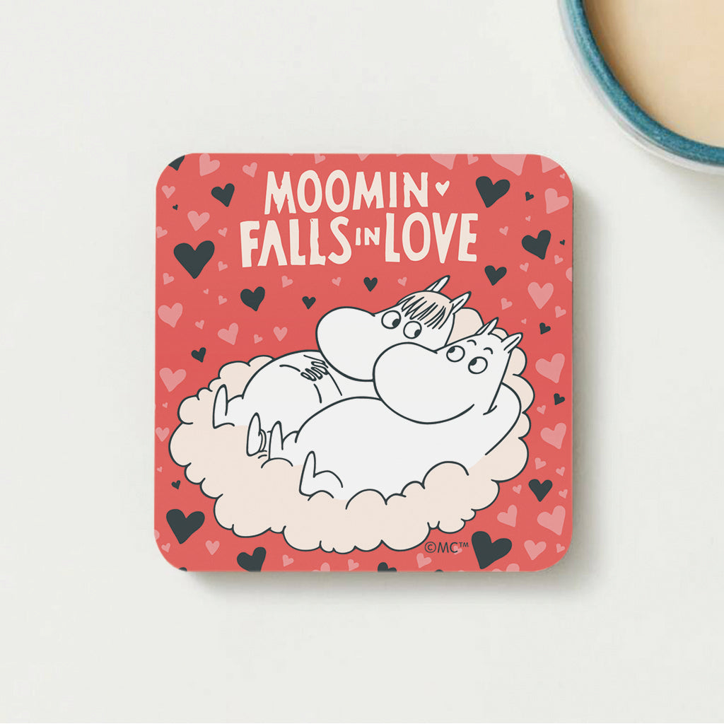 Moomin Falls In Love Snorkmaiden & Moomintroll Wooden Single Coaster