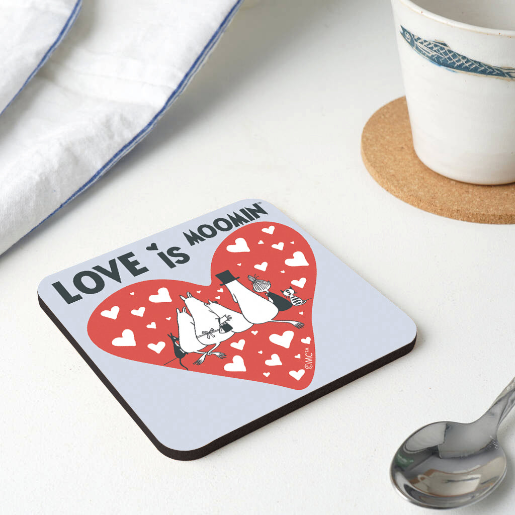 Moomin Family Hearts Love Is Moomin Wooden Single Coaster