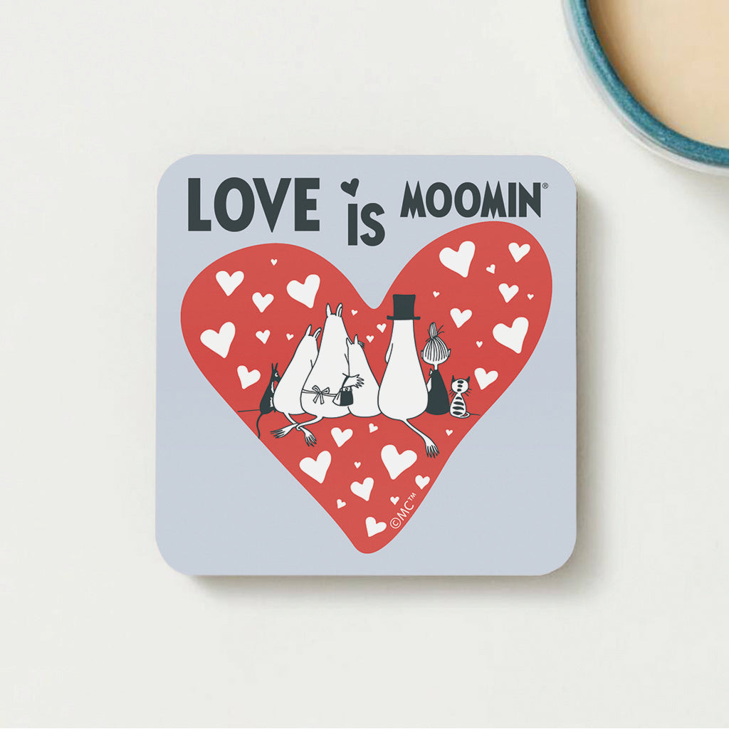 Moomin Family Hearts Love Is Moomin Wooden Single Coaster