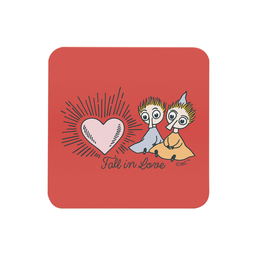 Moomin Thingumy & Bob Fall In Love Heart Wooden Single Coaster
