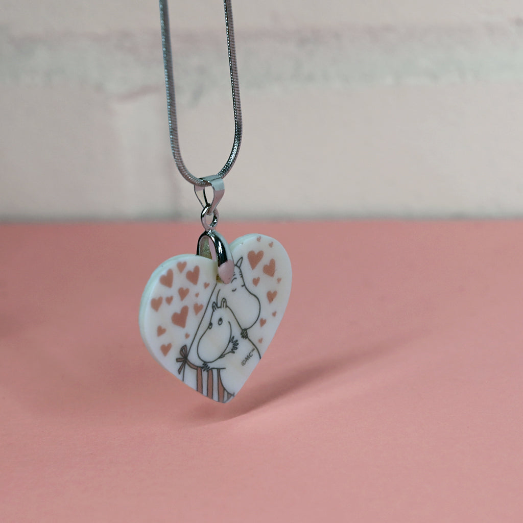 Moomin Love Hearts Moomintroll & Moominmamma Real Shell Pendant Necklace