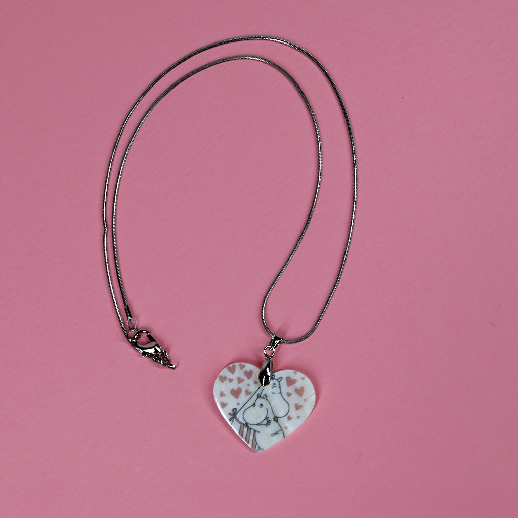 Moomin Love Hearts Moomintroll & Moominmamma Real Shell Pendant Necklace