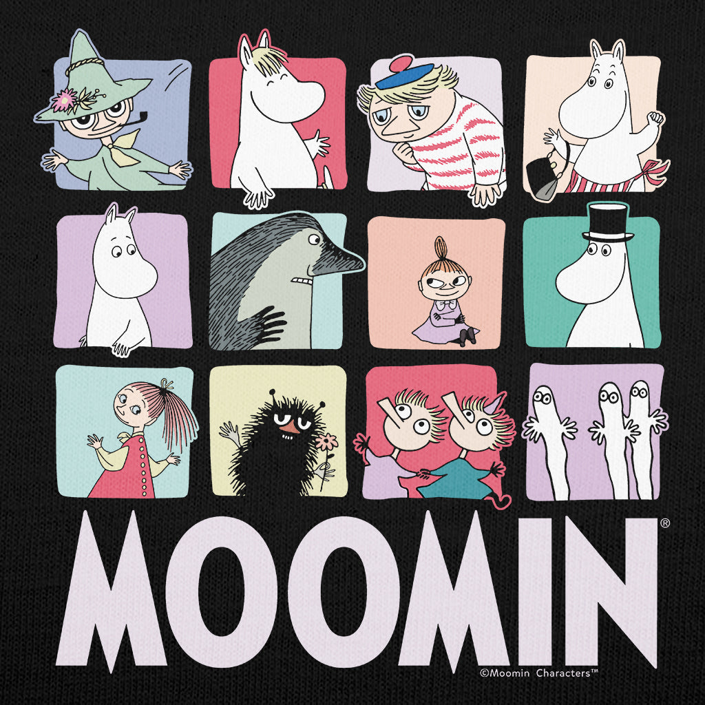 Moomin Group Character Blocks Dark Adult T-Shirt