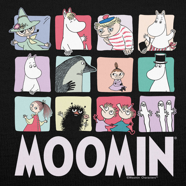 Moomin Group Character Blocks Dark Adult T-Shirt | Moomin Shop US