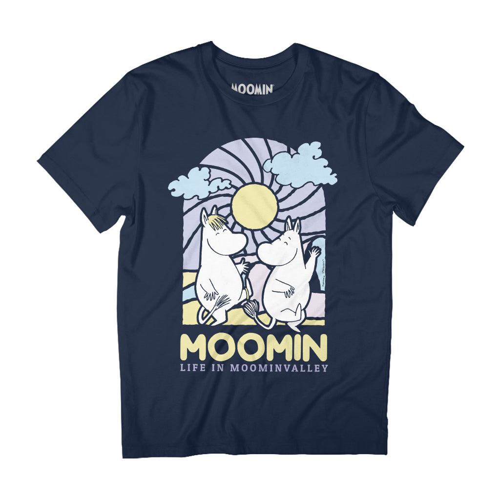 Moomin Life In Moominvalley Stained Glass Style Dark Adult T-Shirt | Moomin Shop US