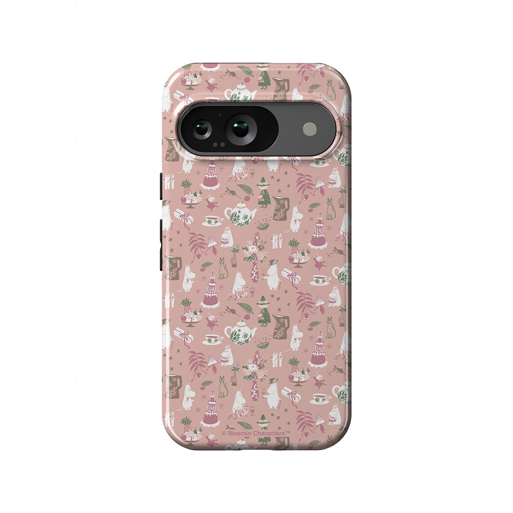 Moomin Family Tea Party Pink Google Pixel Tough Case - Casestry | Moomin Shop US