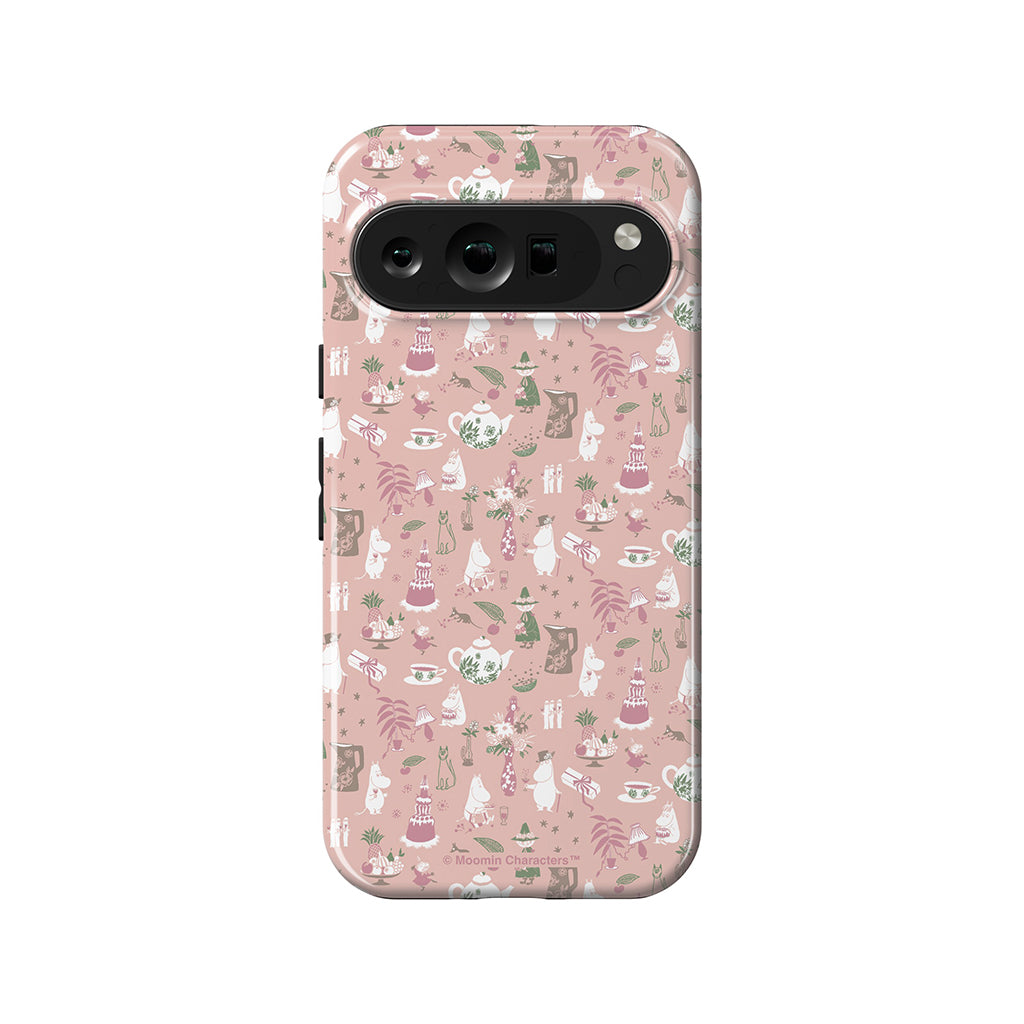 Moomin Family Tea Party Pink Google Pixel Tough Case