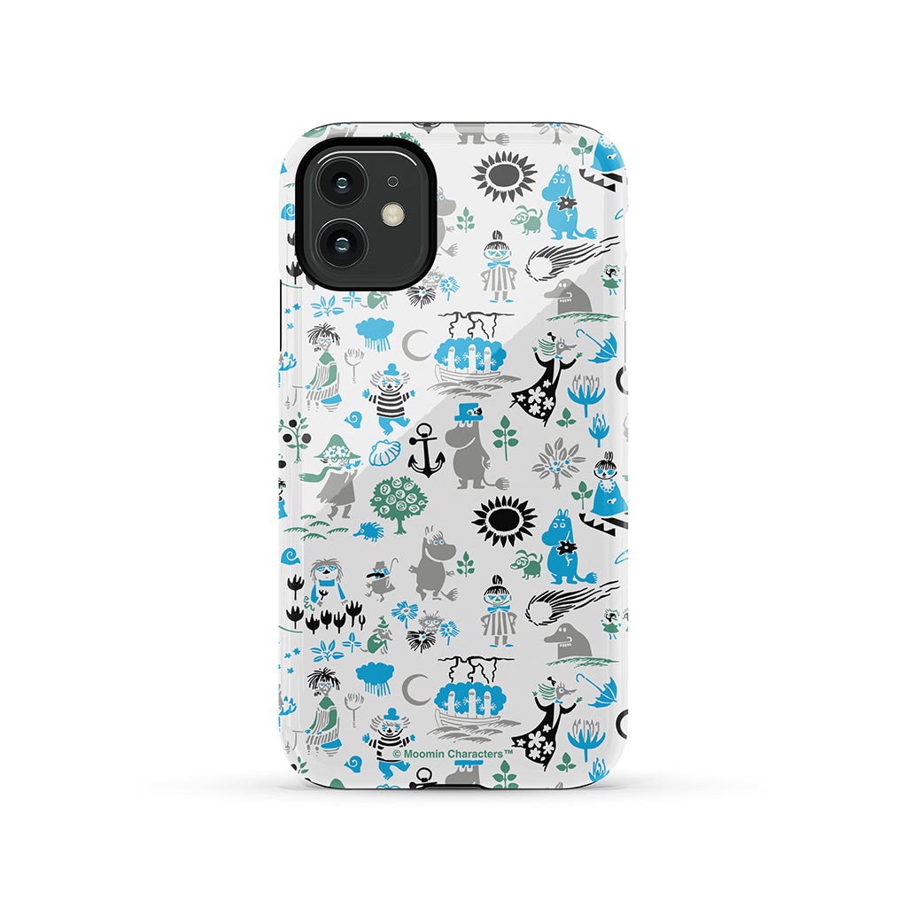 Moomins By The Sea Blue And Green Apple iPhone Tough Case