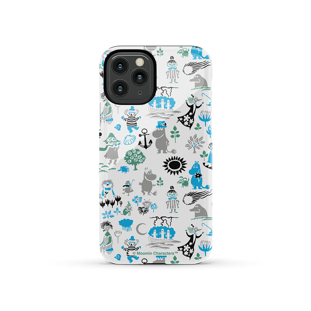 Moomins By The Sea Blue And Green Apple iPhone Tough Case