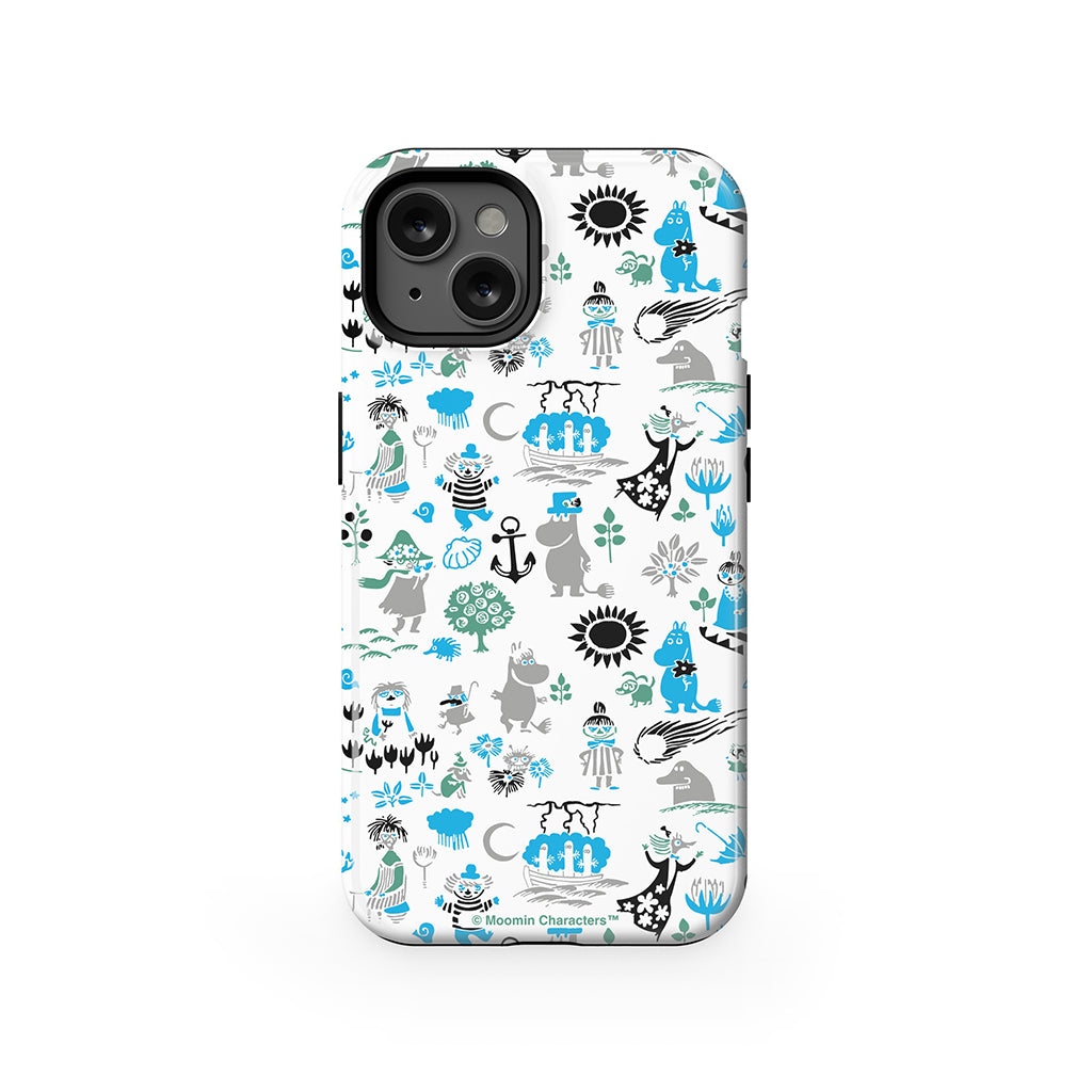 Moomins By The Sea Blue And Green Apple iPhone Tough Case