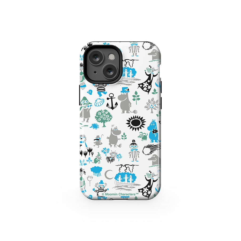 Moomins By The Sea Blue And Green Apple iPhone Tough Case