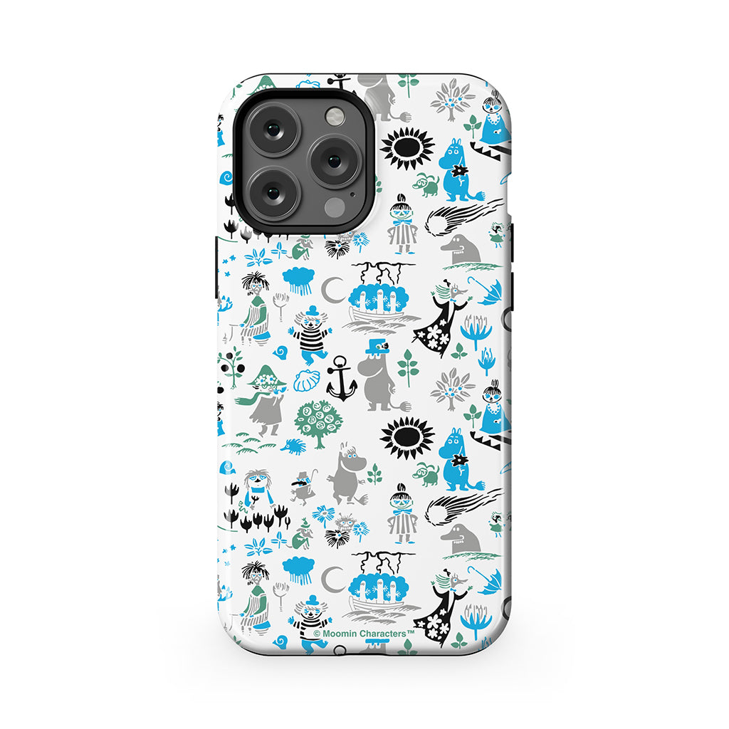 Moomins By The Sea Blue And Green Apple iPhone Tough Case