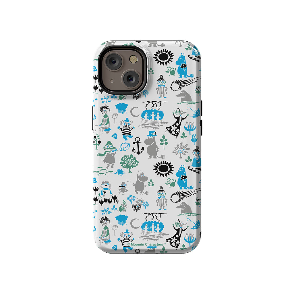 Moomins By The Sea Blue And Green Apple iPhone Tough Case