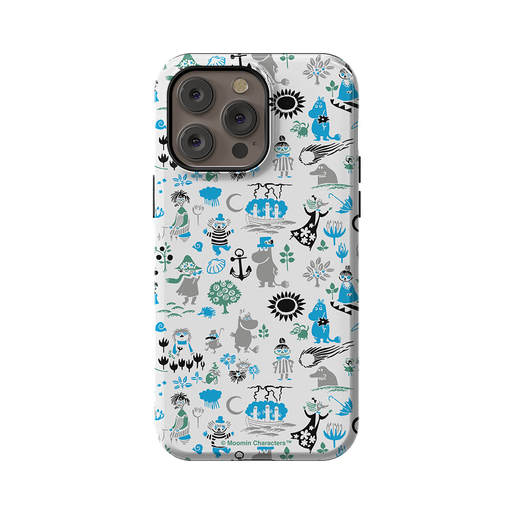 Moomins By The Sea Blue And Green Apple iPhone Tough Case