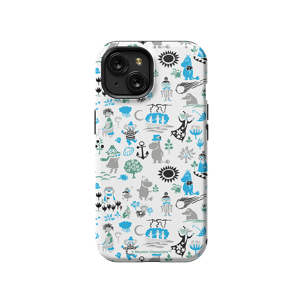 Moomins By The Sea Blue And Green Apple iPhone Tough Case