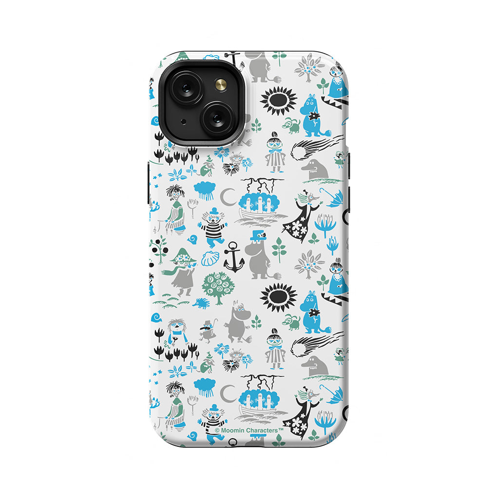 Moomins By The Sea Blue And Green Apple iPhone Tough Case