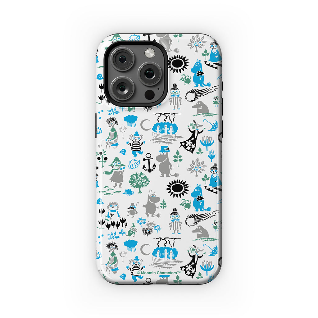 Moomins By The Sea Blue And Green Apple iPhone Tough Case