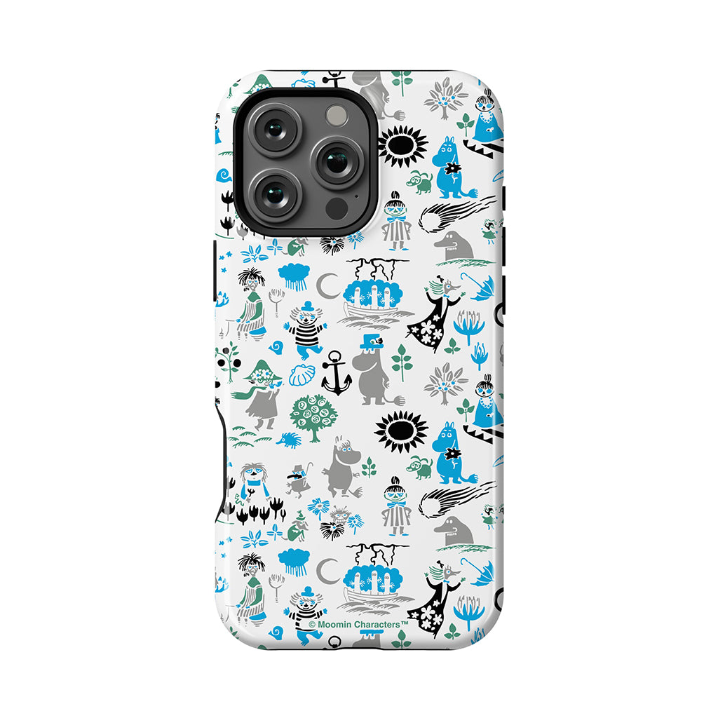 Moomins By The Sea Blue And Green Apple iPhone Tough Case
