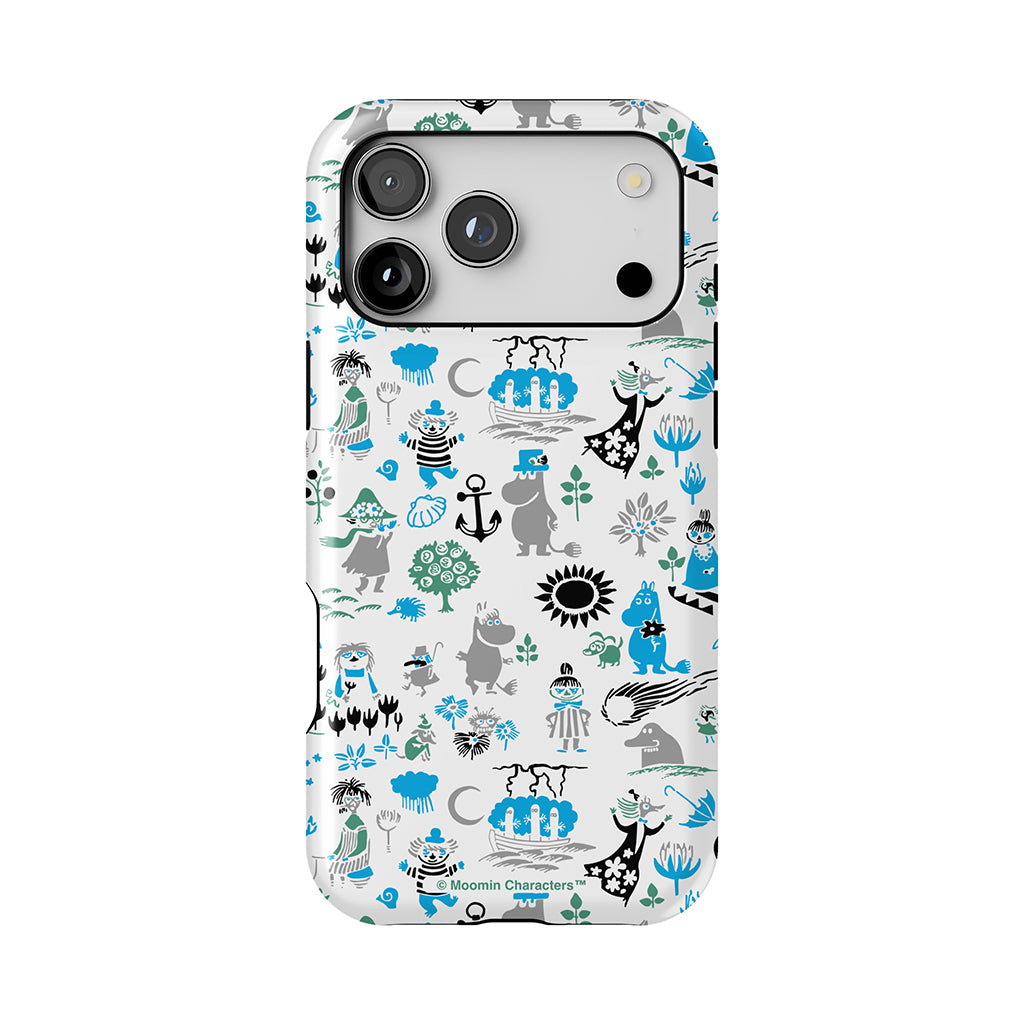 Moomins By The Sea Blue And Green Apple iPhone Tough Case