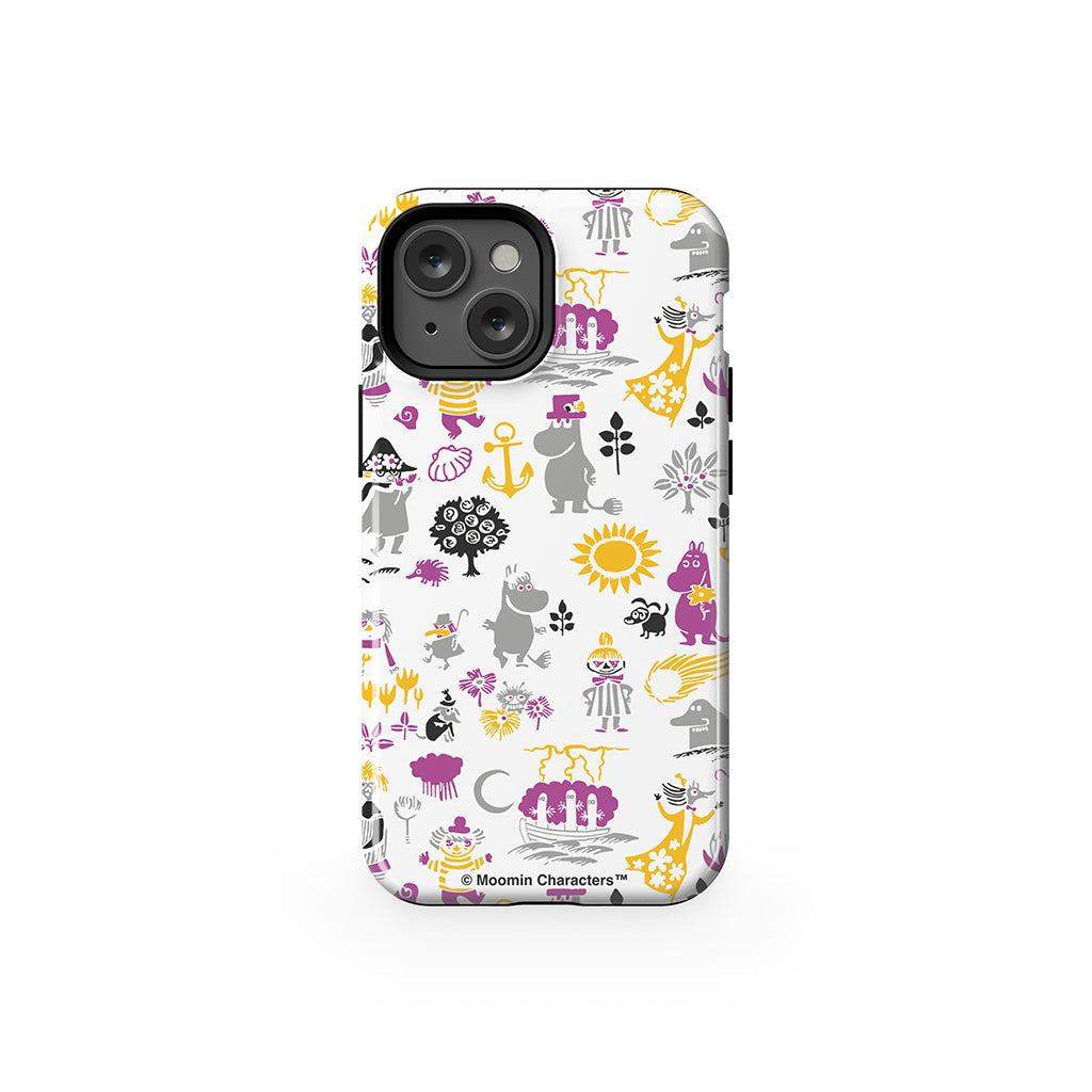 Moomins By The Sea Purple And Yellow Apple iPhone Tough Case
