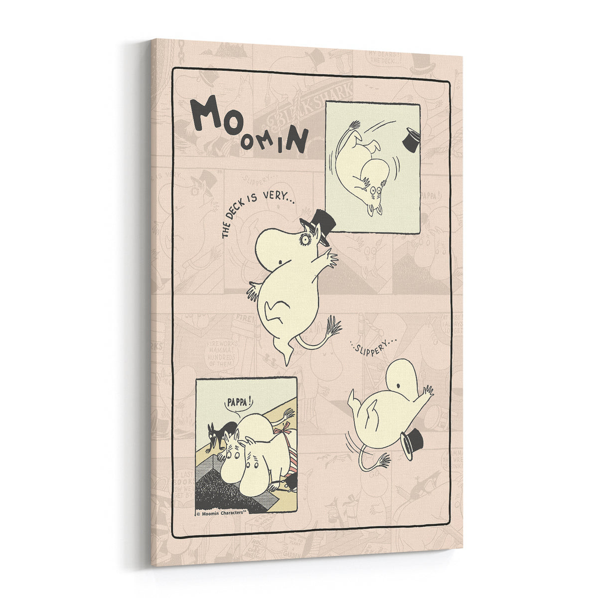 Moominpappa Slippery Deck Stretched Canvas