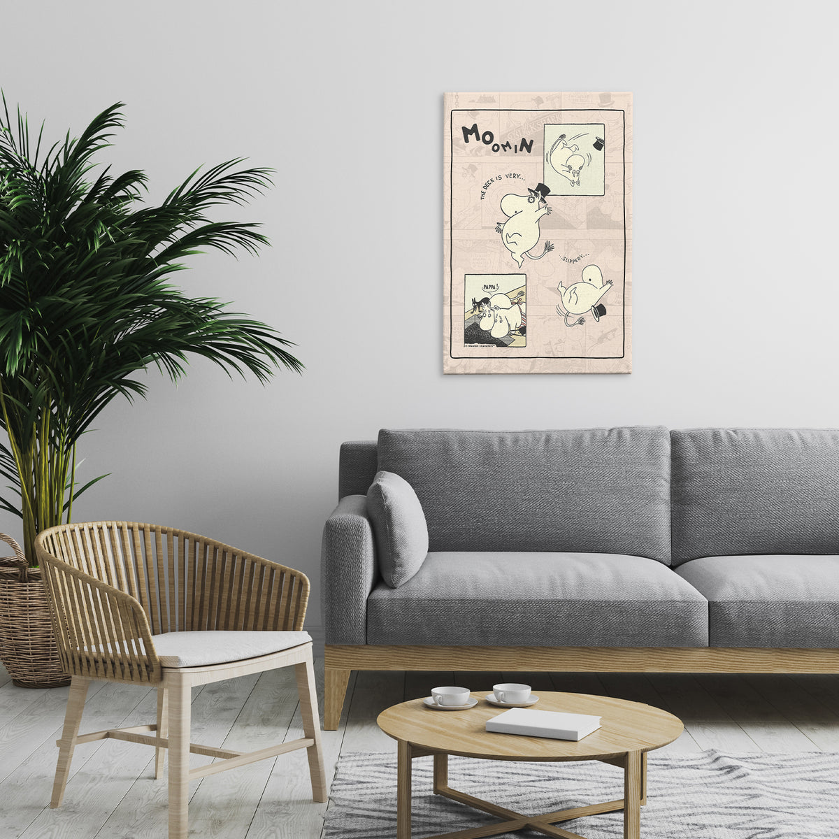 Moominpappa Slippery Deck Stretched Canvas