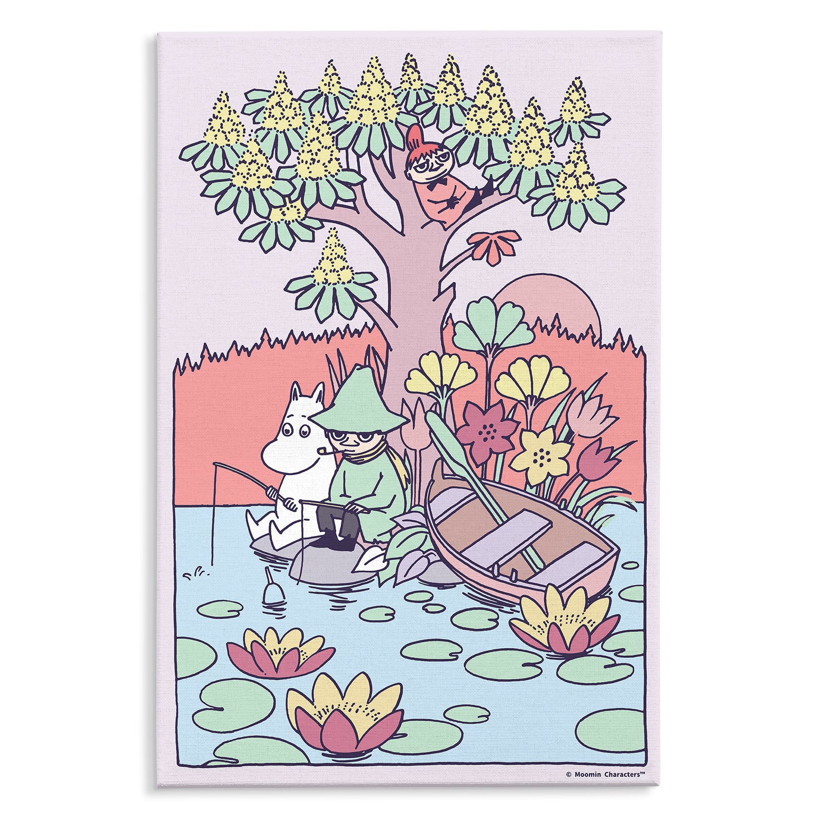 Snufkin & Moomintroll Fishing Stretched Canvas | Moomin Shop United States