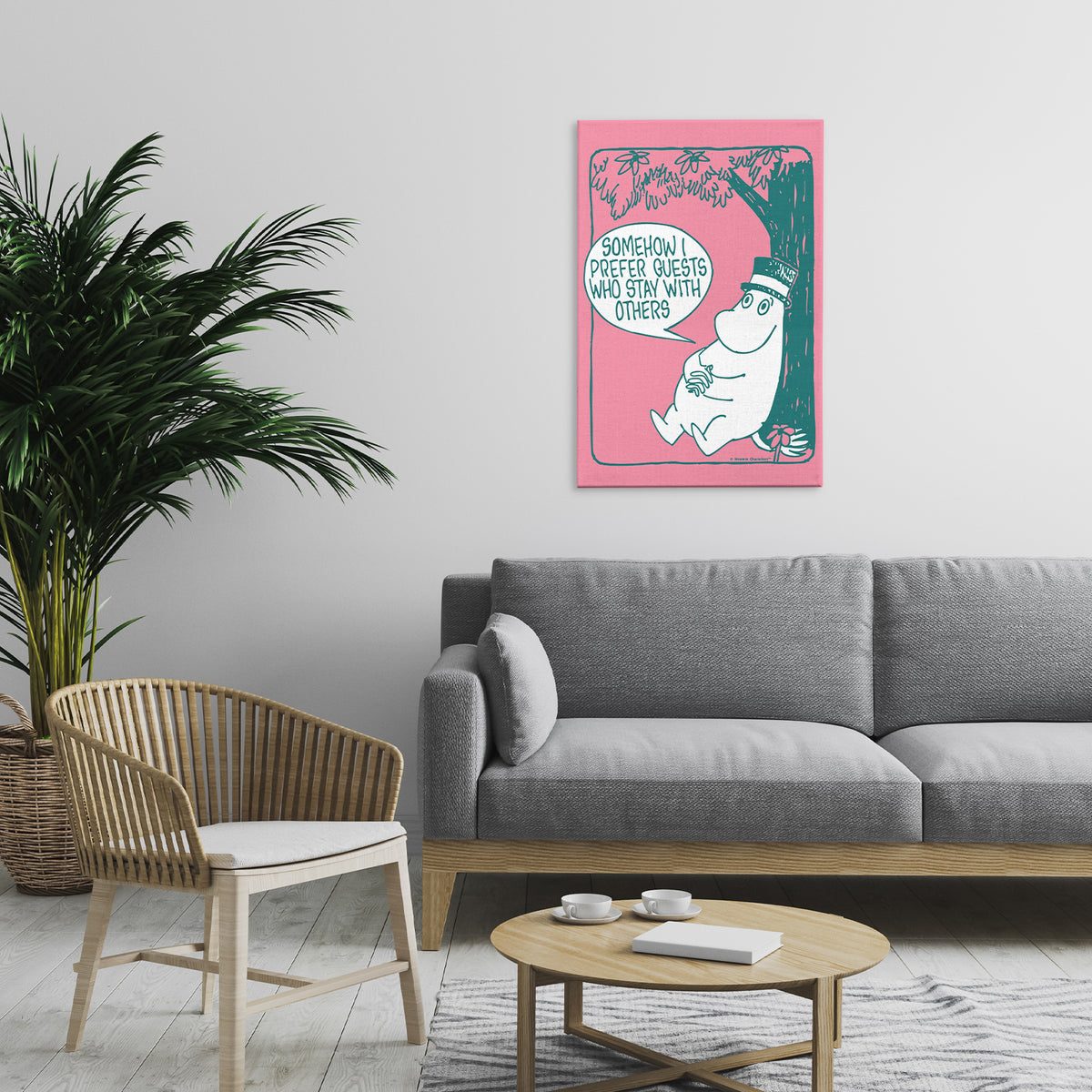 Moominpappa Preferred Guests Stretched Canvas