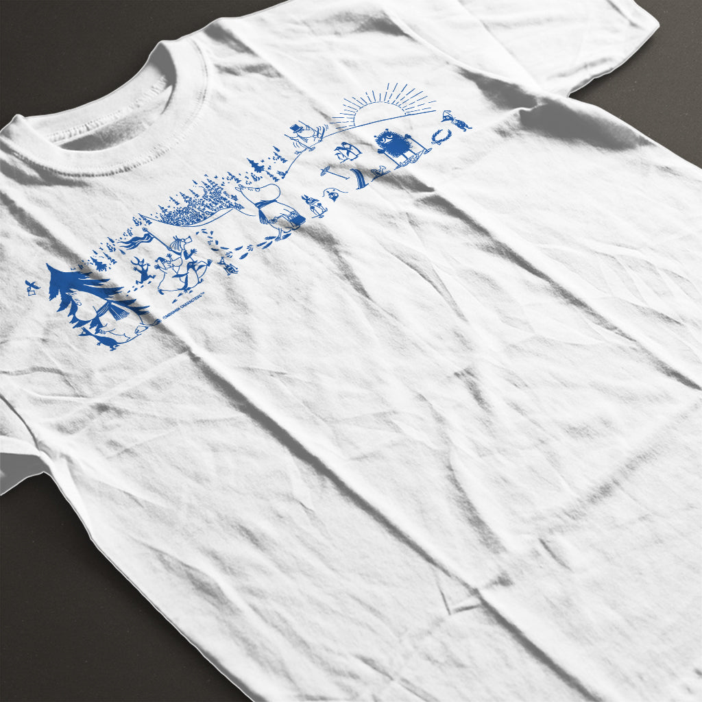 Moomin Blue Winter Sports Games Adult T-Shirt