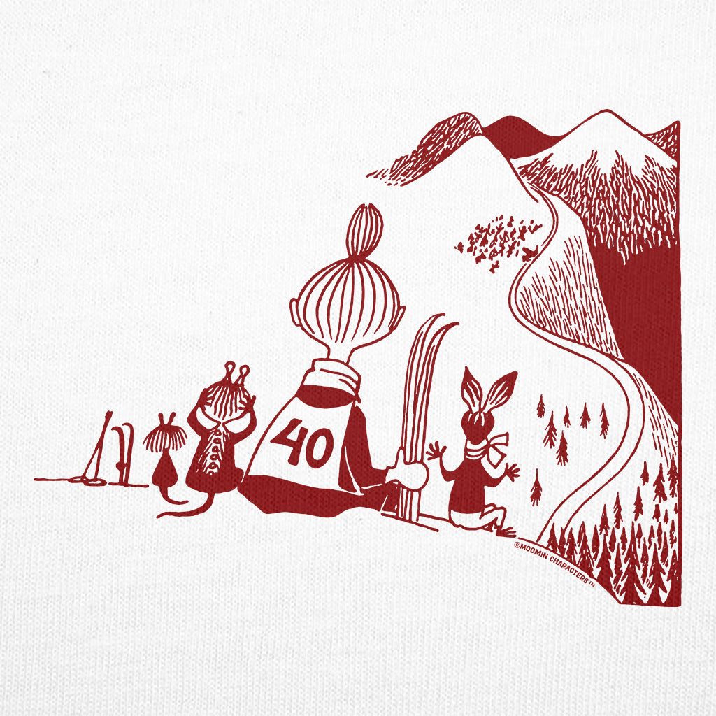 Red Mymble & Co Skiing Moomin Winter Games Sports Adult T-Shirt
