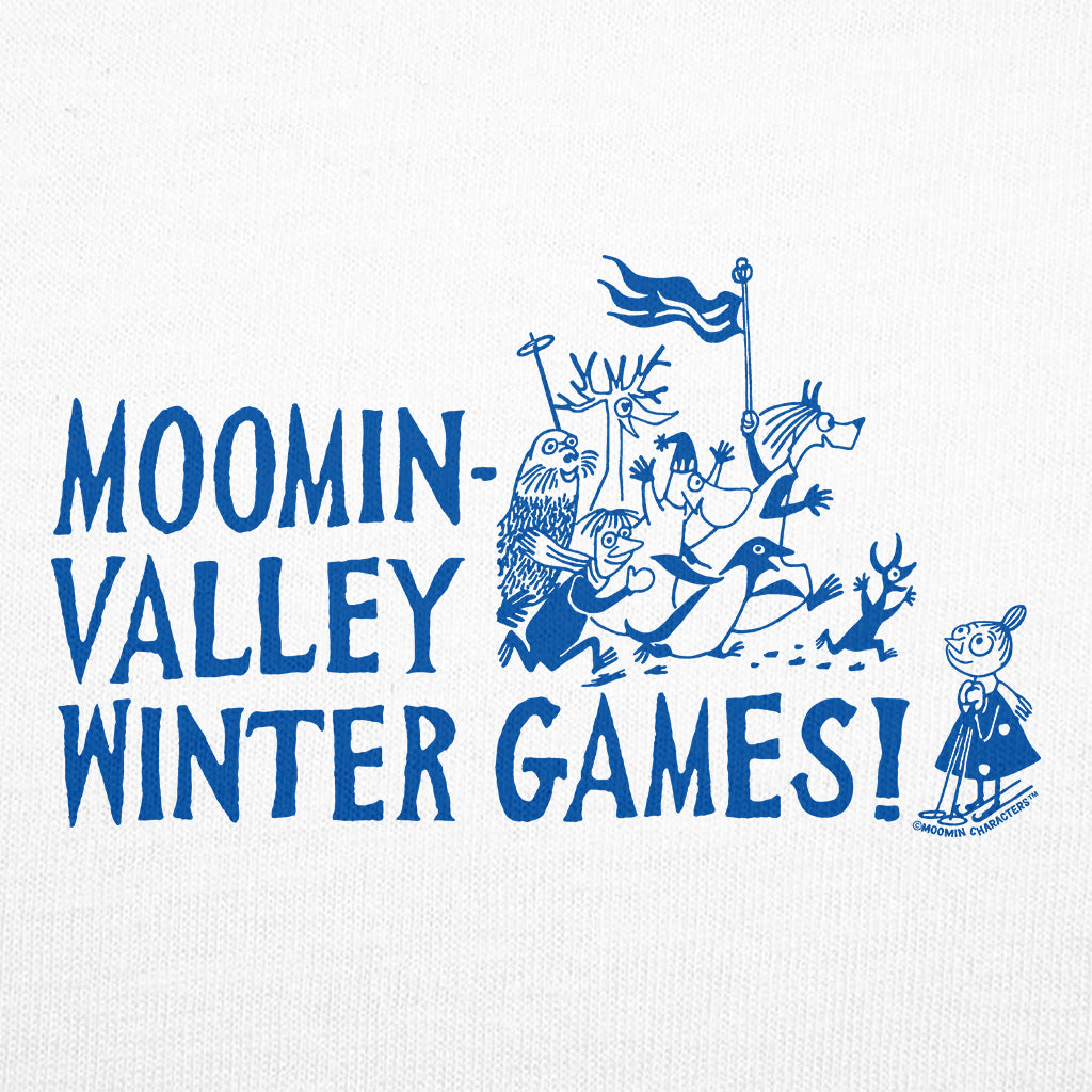 Blue Moominvalley Winter Games! Sports Mymble & Co. Adult T-Shirt