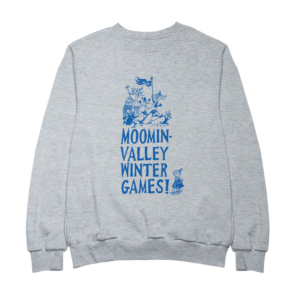 Mymble & Co Blue Moominvalley Winter Games! Sports Adult Sweatshirt | Moomin Shop US