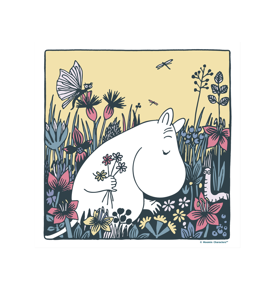 Moomintroll Picking Flowers Fine Art Print - Framed/Unframed | Moomin Shop United States